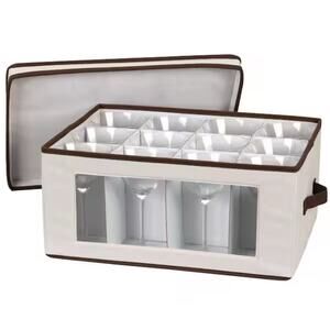 Household Essentials Wine Glass Storage Box, Strong Frame and Natural